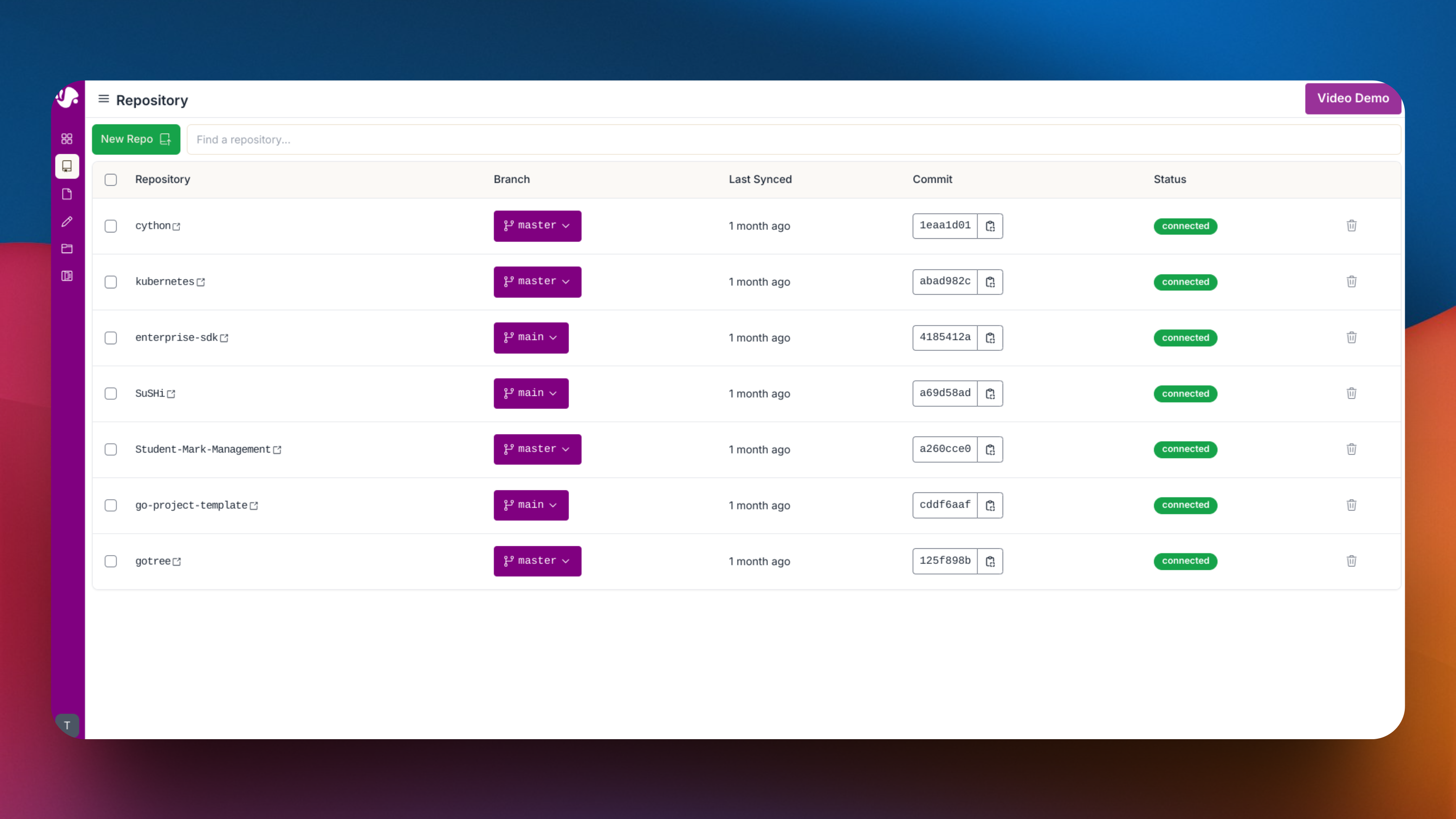 Connect repository interface